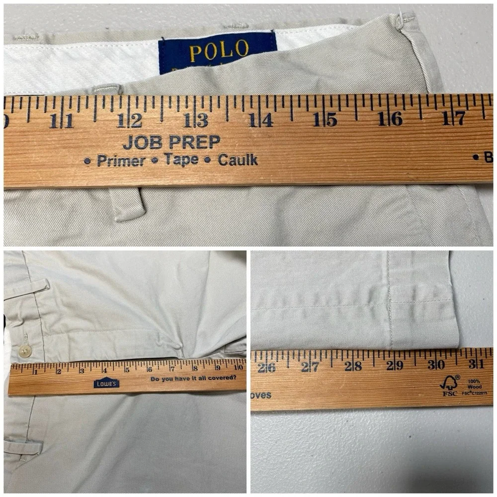 Polo Ralph Lauren Chino Pants 34x32 Mens Stretch Slim Beige Preppy Ivy